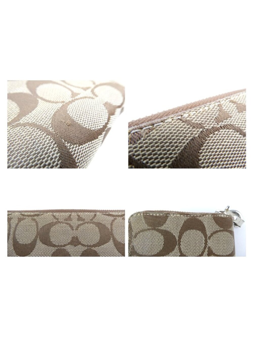 Coach Signature Khaki Chalk Zip Around Accordion Wallet - Picture 10 of 16